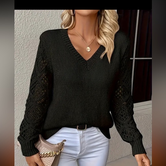 Black V-Neck Sweater - Picture 5 of 7